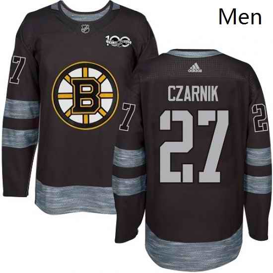 Mens Adidas Boston Bruins 27 Austin Czarnik Premier Black 1917 2017 100th Anniversary NHL Jersey